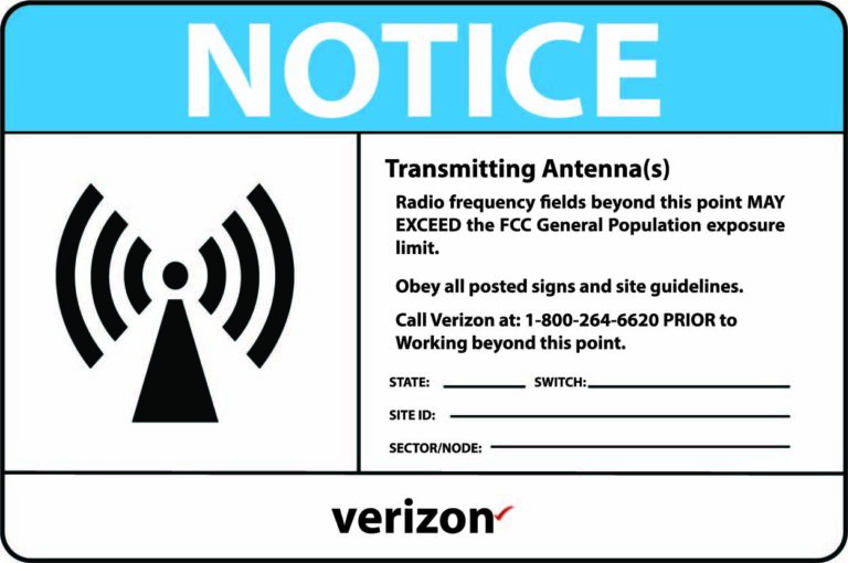 Verizon Wireless RF Safety & FCC Signs (Notice 4) - Tower Supply Co